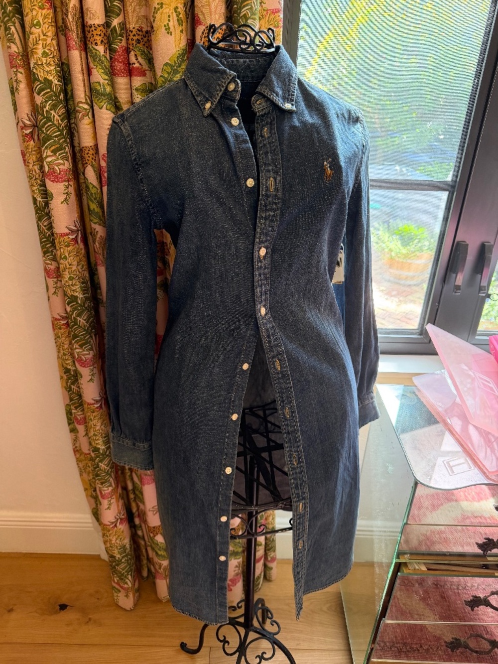 NWT Ralph Lauren Blue Label Denim Shirt Dress XS Dark Wash 100% Cotton - Picture 2 of 7